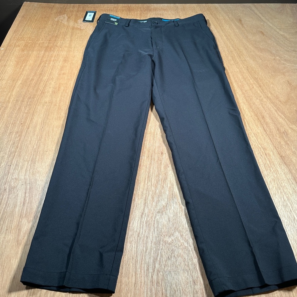 Roundtree & Yorke Performance Pants Mens 34x30(28.5) Black Stewart Classic Fit